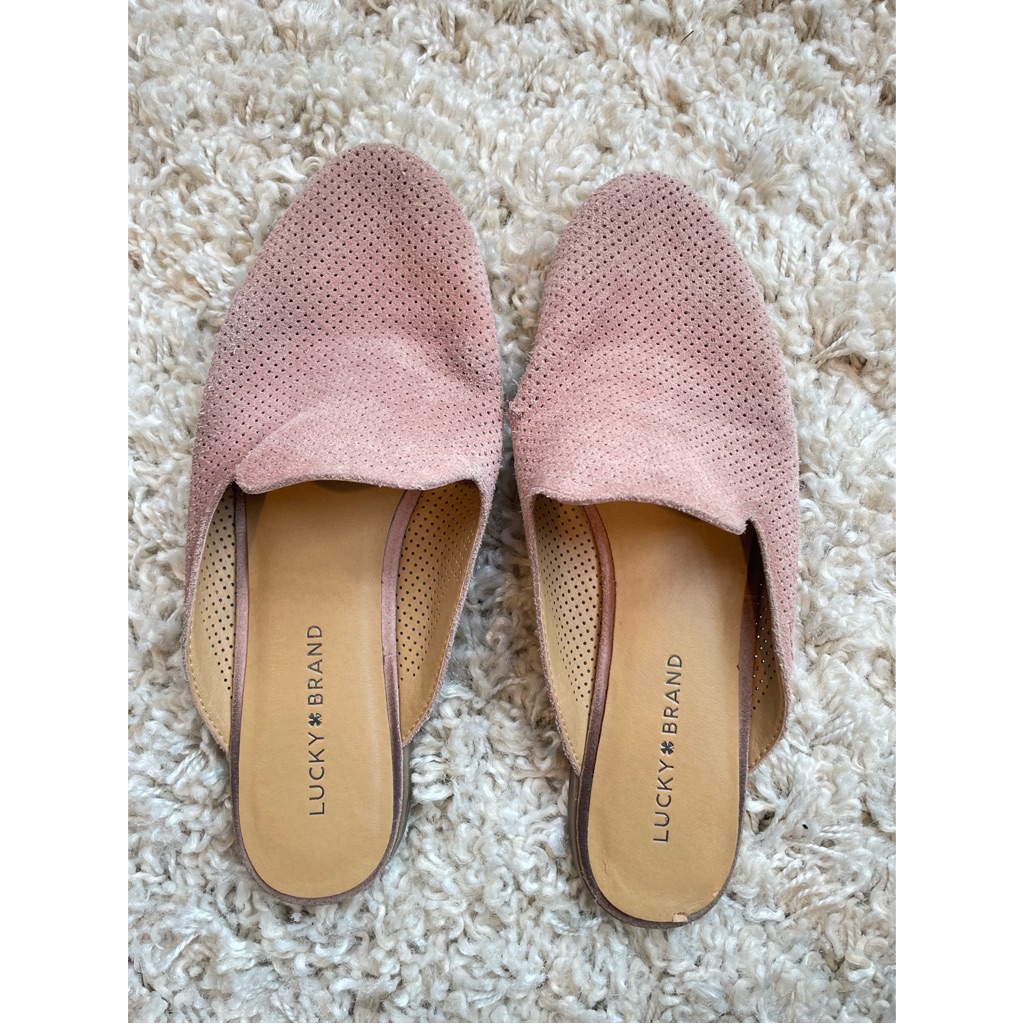Lucky Brand Pink Suede Slip On Slides 65 Size 9